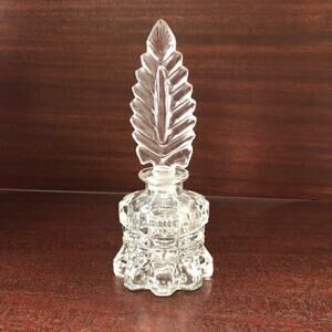 Vintage Glass Perfume Bottle with Feather Stopper
